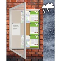 Visionchart Tx Weather Resistant Notice Case 820 X 1080Mm Silver Frame Cork Background