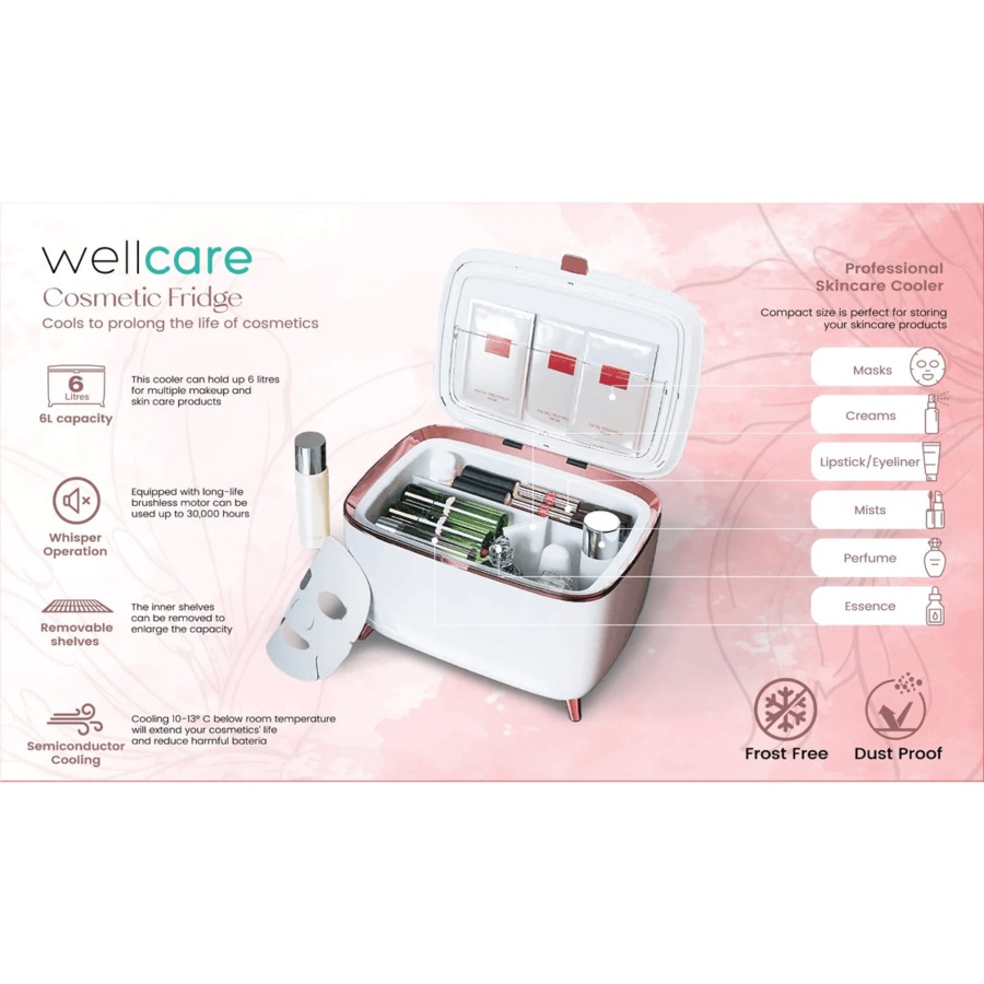 Wellcare Make Up Cosmetic Fridge 6 Litre 330x254x191mm