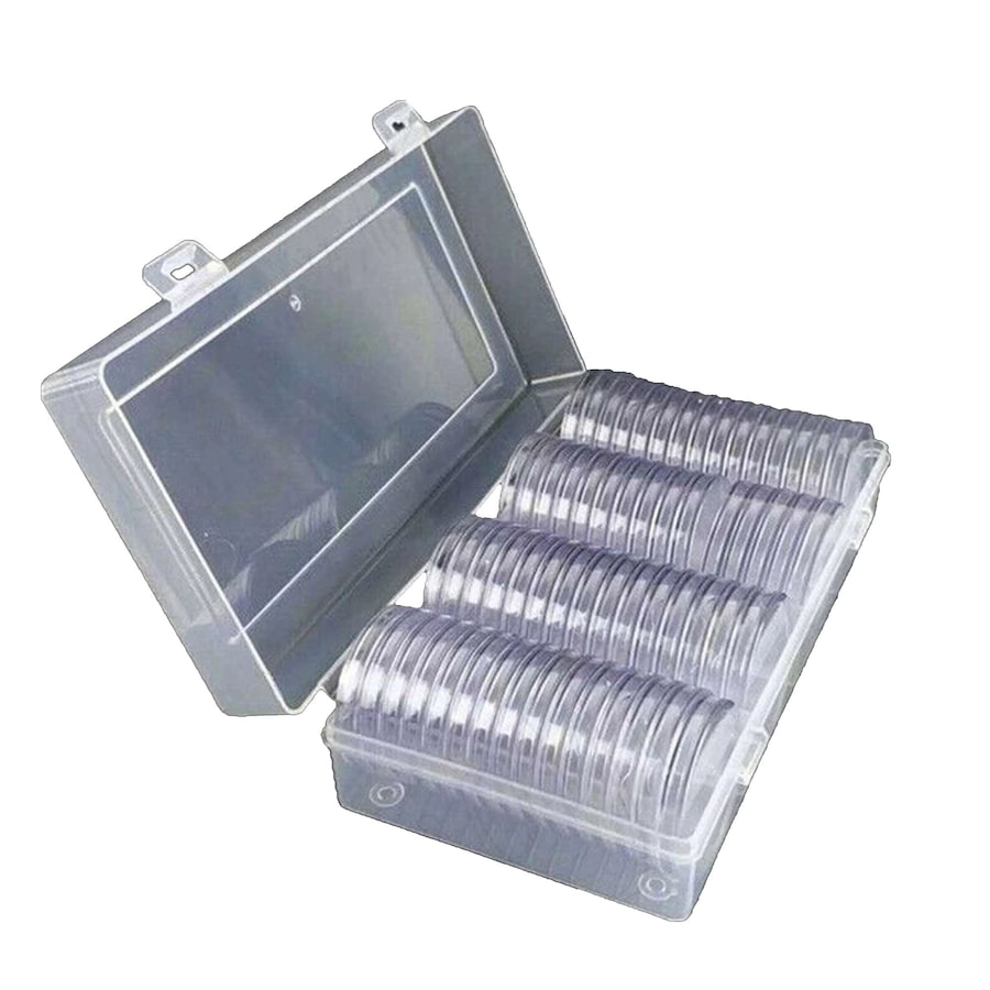 100pcs Coin Storage Box Case Capsules Holder Clear Plastic Round