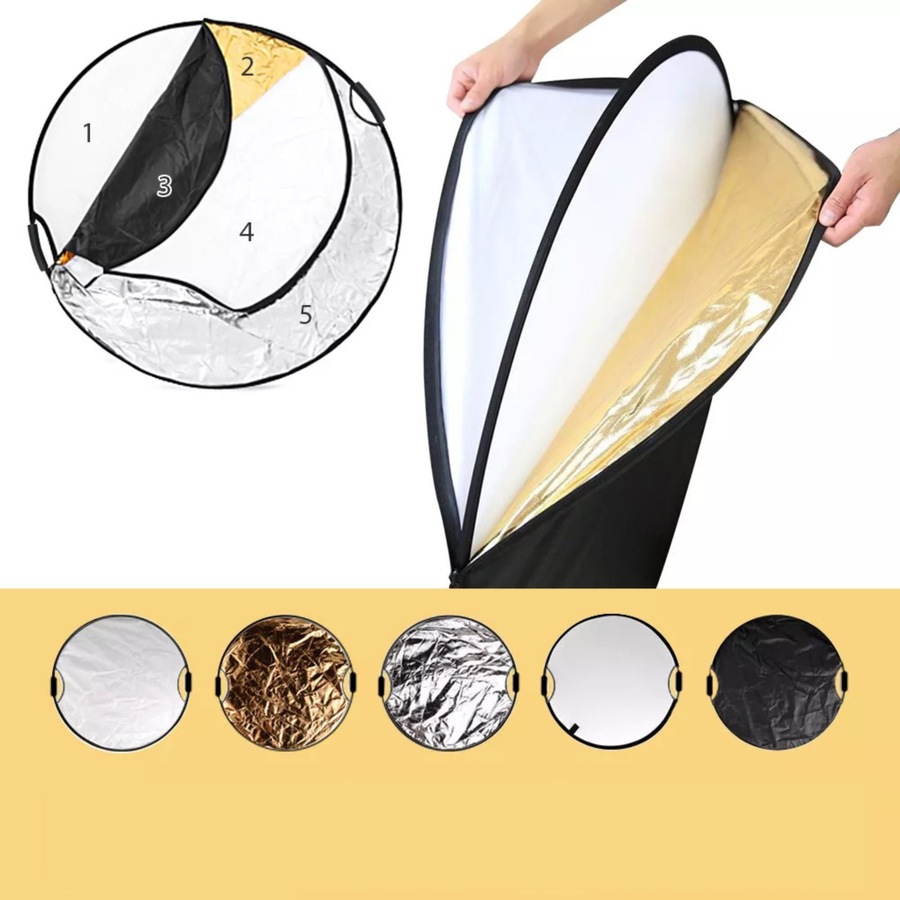 110CM 5in1 Photo Reflector With Handle Grip Studio Photography Light Collapsible