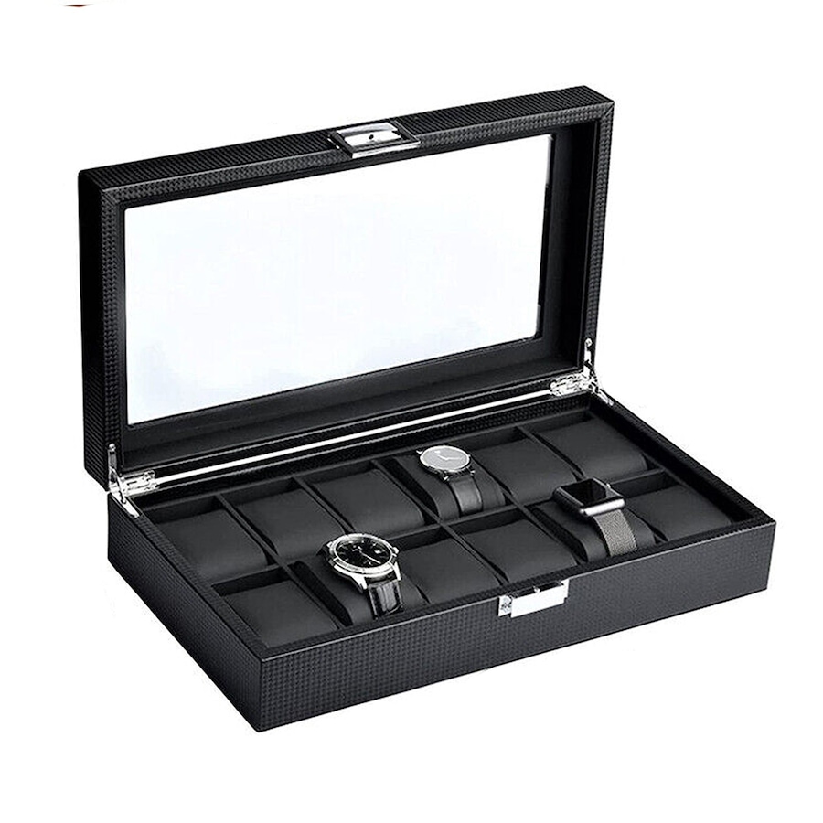 12 Grids Jewelry Watch Box Display Case Storage Holder Organizer
