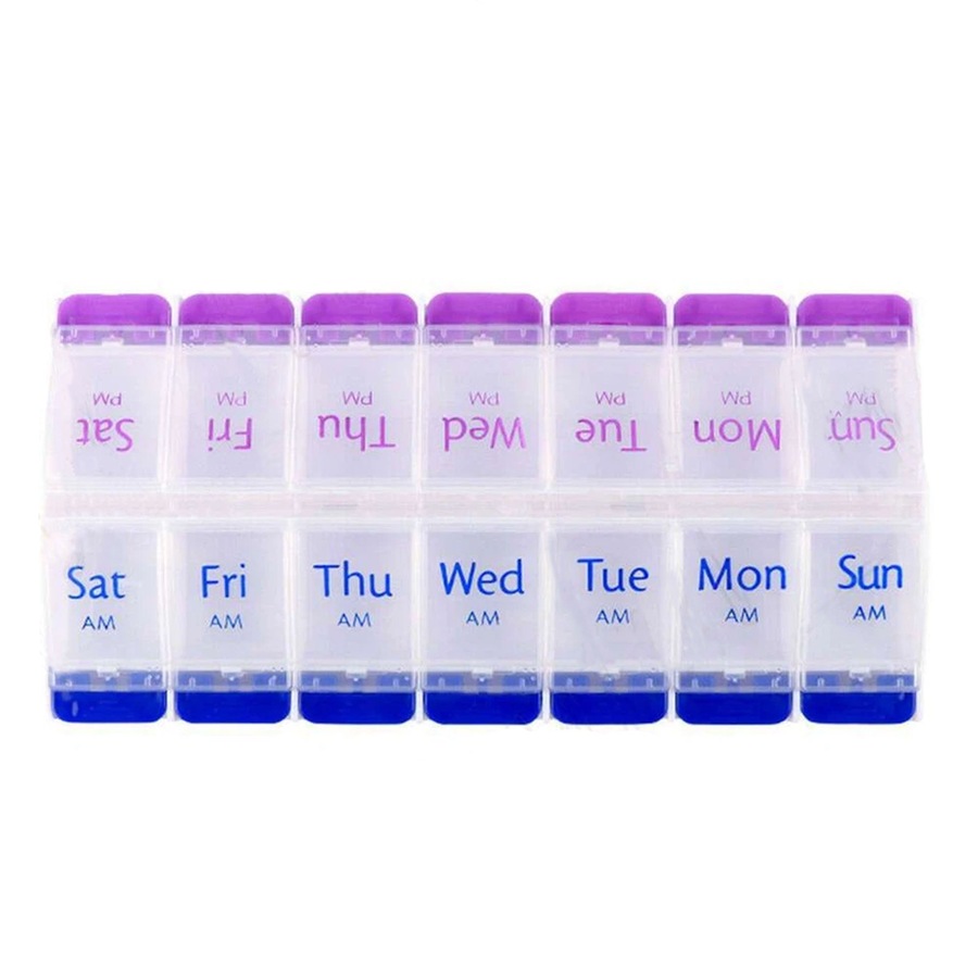 14 Slot AM PM Pill Box PM Medicine Organiser Case 7 Day Dispenser Medication