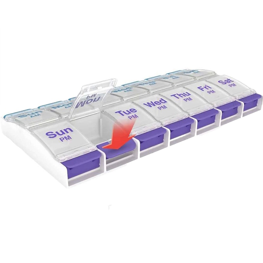 14 Slot AM PM Pill Box PM Medicine Organiser Case 7 Day Dispenser Medication