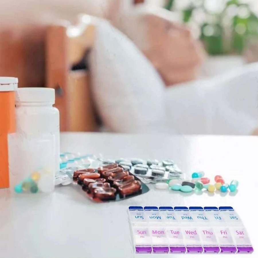 14 Slot AM PM Pill Box PM Medicine Organiser Case 7 Day Dispenser Medication