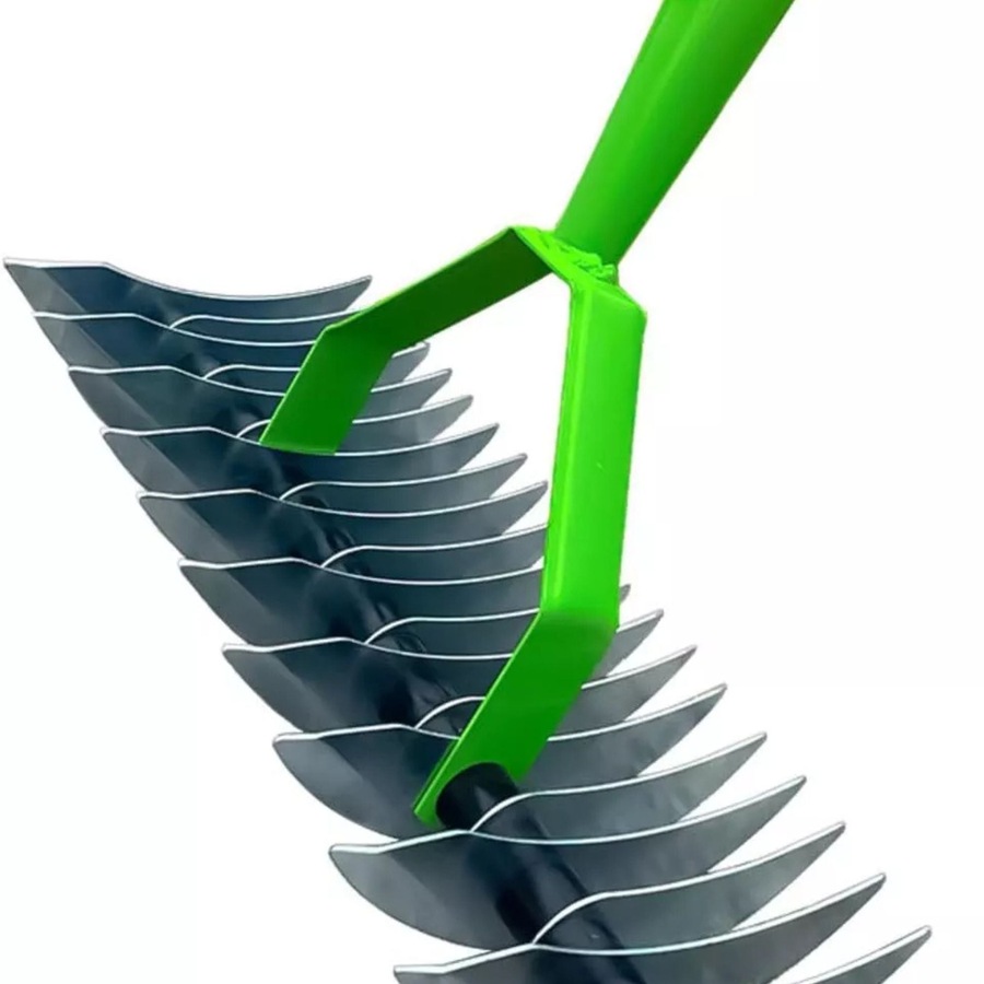 15-Inch Curved Teeth Thatch Rake Lawn Dethatcher Rake For Cleaning Dead Grass