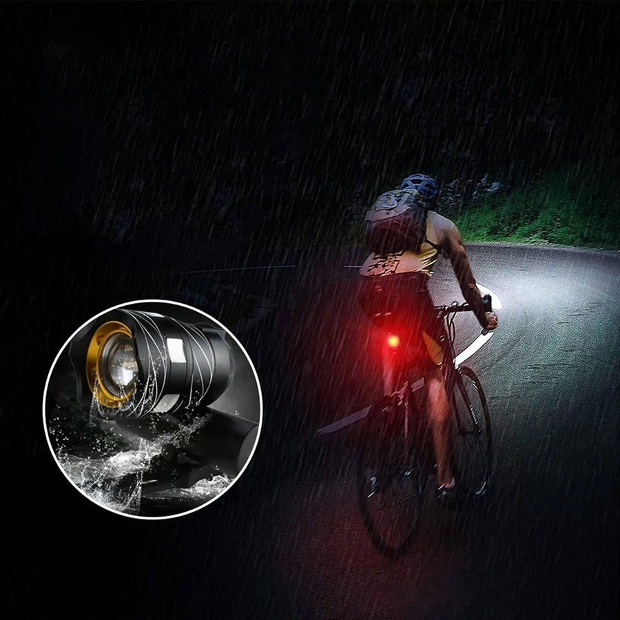 15000LM Bike Light Front Back Headlight Bicycle LED Rechargable USB Waterproof