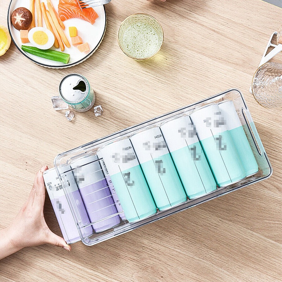 2-Layer Rolling Can Dispenser Plastic Fridge Beer Tin Holder Organiser Soda Rack