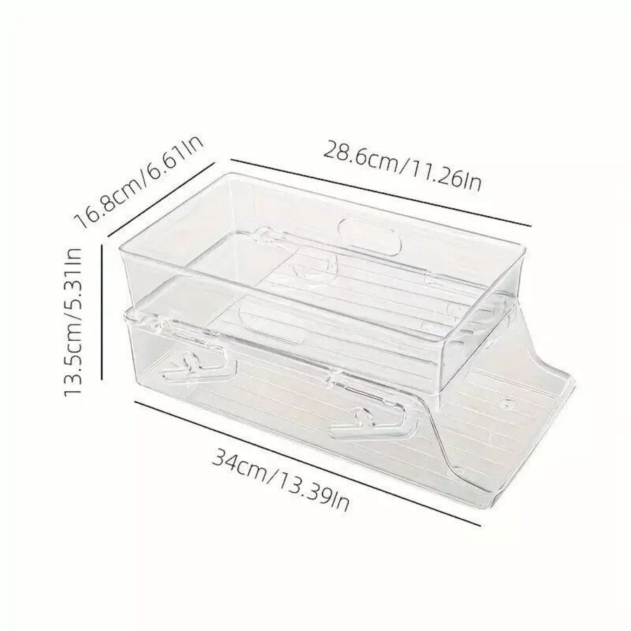 2 Tiers Stackable Beverage Holder Can Organizer Rack For Refrigerator Kitchen