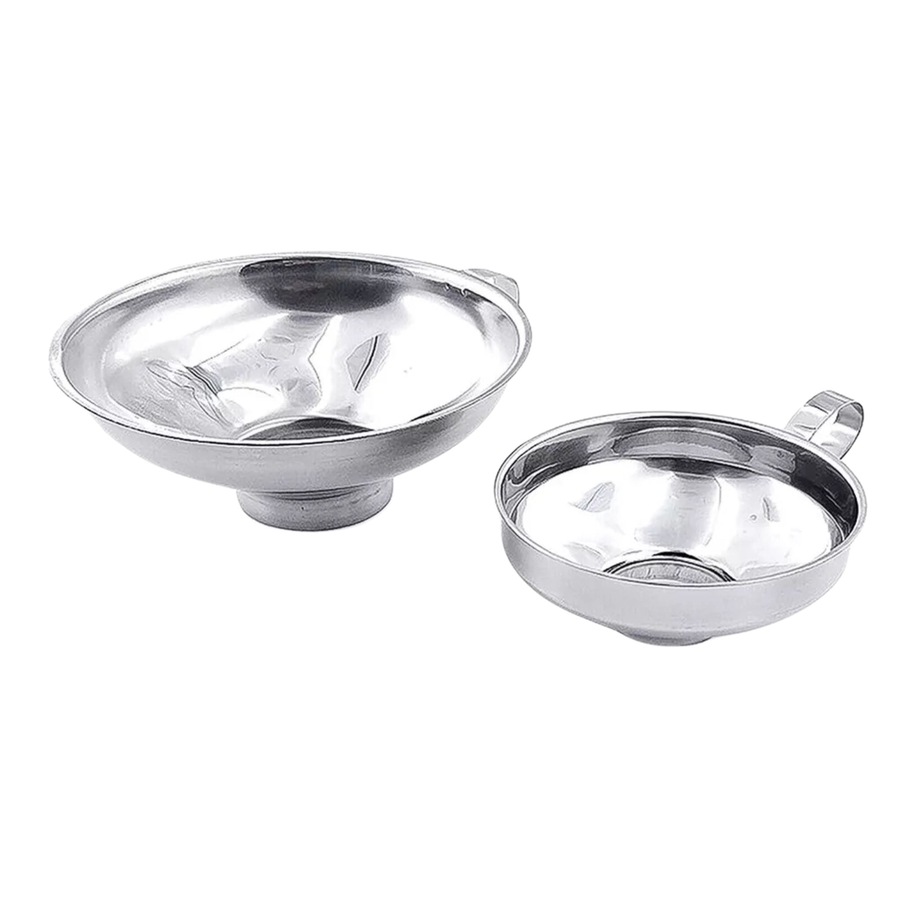 2Pcs Stainless Steel Funnel Hopper Filter Wide Mouth Canning Kitchen