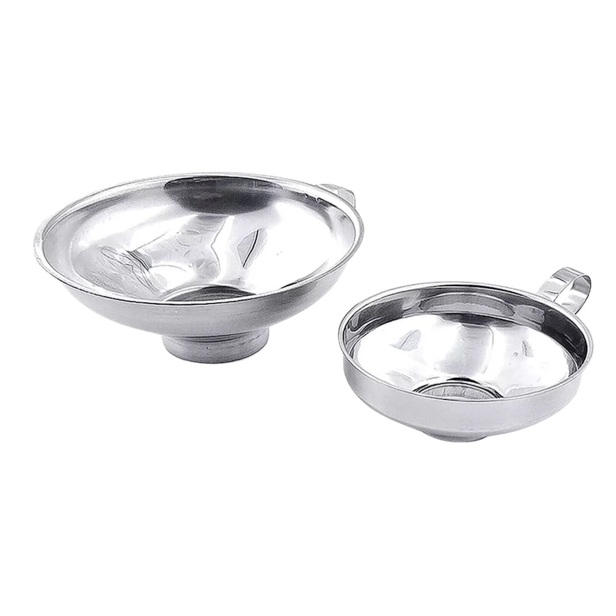 2Pcs Stainless Steel Funnel Hopper Filter Wide Mouth Canning Kitchen