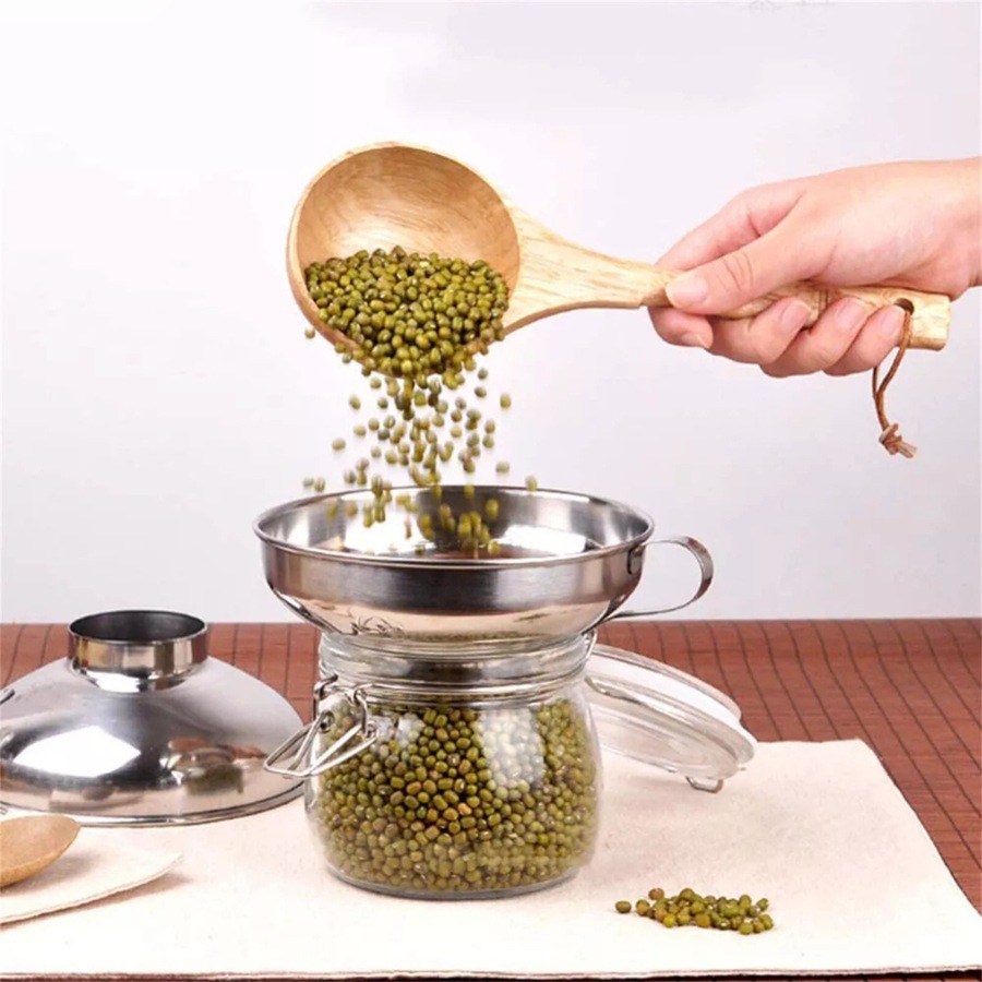 2Pcs Stainless Steel Funnel Hopper Filter Wide Mouth Canning Kitchen