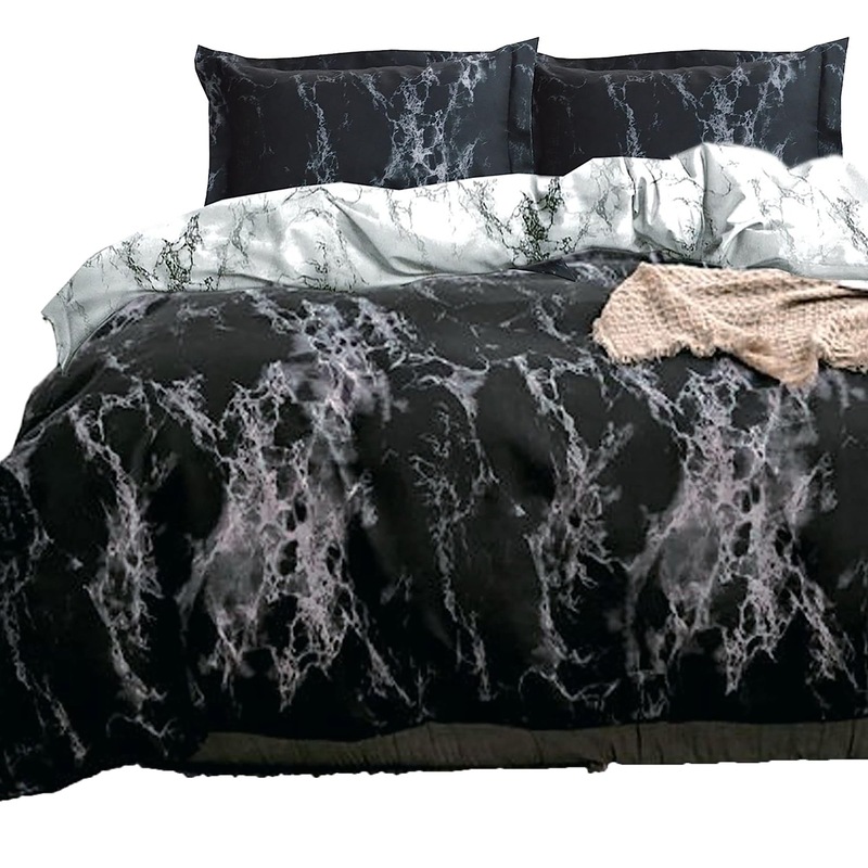 Buy 3 Piece Lightweight Microfiber Quilt Cover Set Black and White