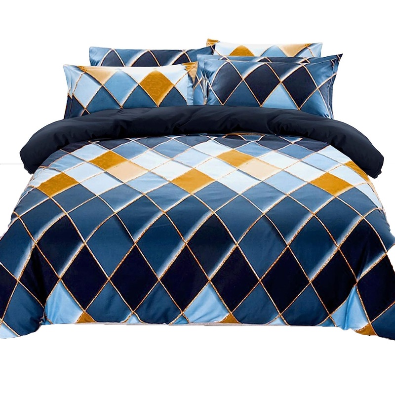 Buy 3 Piece Lightweight Microfiber Quilt Cover Set Diamond Blue MyDeal