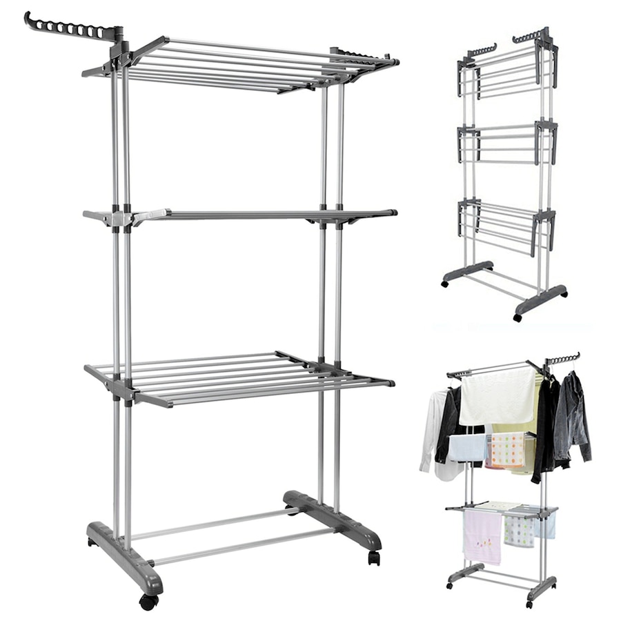 3 Tier Extra Large Airer Rack Foldable Clothes Dryer Hanger Organiser Moveable