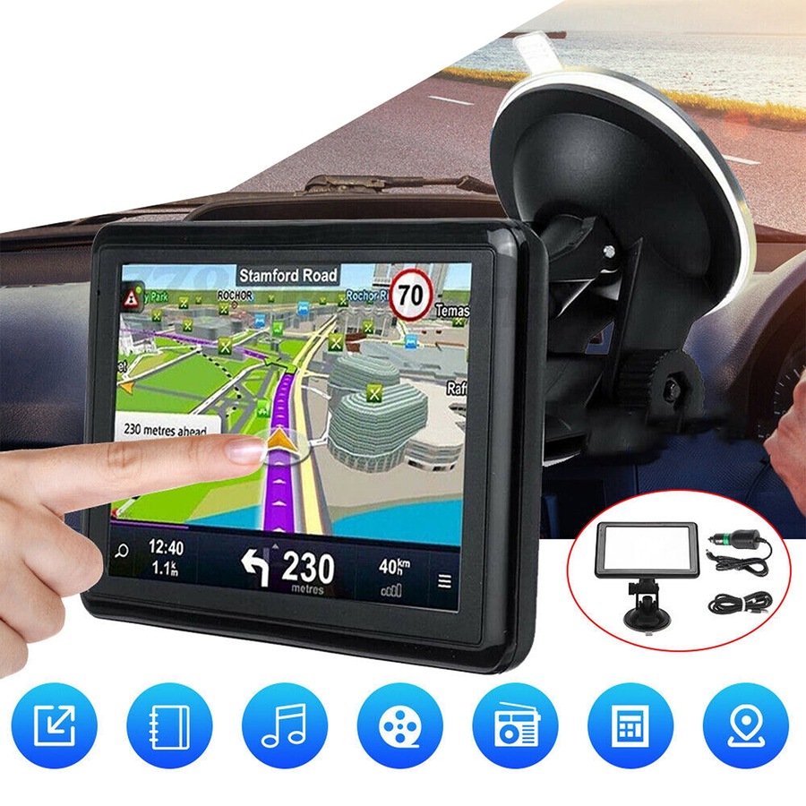 4G Car LCD Navigation GPS Navigator Speedcam Sat Nav Lifetime Map MP3 - 5in