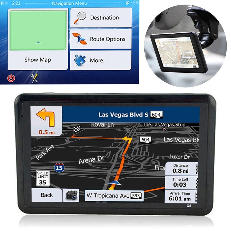 4G Car LCD Navigation GPS Navigator Speedcam Sat Nav Lifetime Map MP3 - 5in