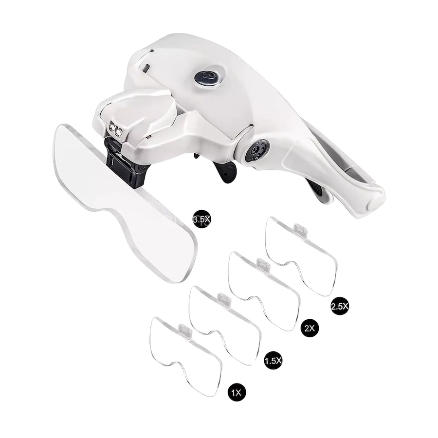 5 Lens Magnifying Glasses with LED Light Head Magnifier USB Chargable