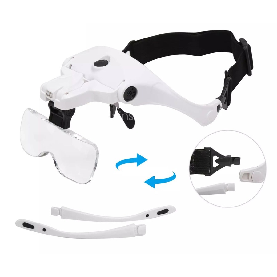 5 Lens Magnifying Glasses with LED Light Head Magnifier USB Chargable