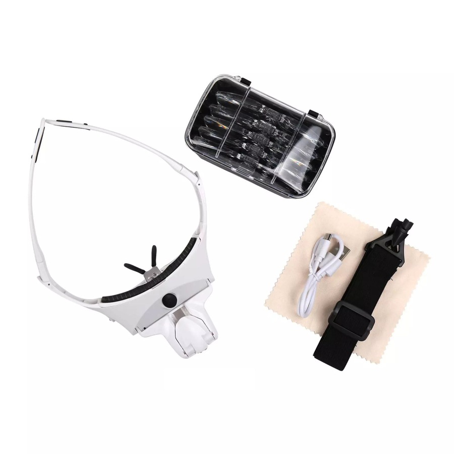 5 Lens Magnifying Glasses with LED Light Head Magnifier USB Chargable