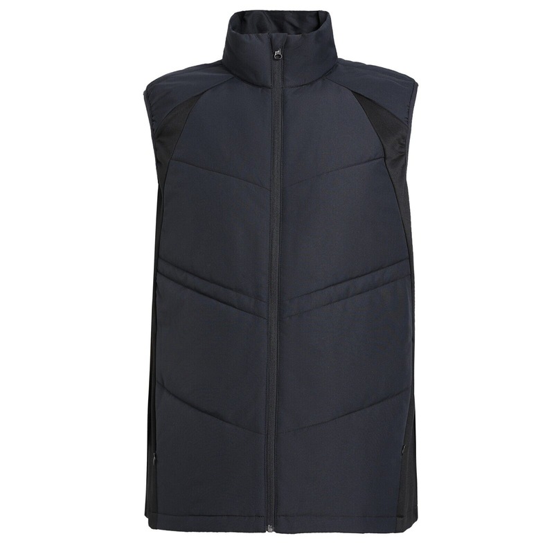 Buy Active Puffer Vest Vegan DownFree Quilted Stretchy Nearly Black Side Panel Prussian Blue