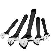 Adjustable Wrench Set Spanner Wide Open Jaw Black Coating Finish - 4pcs