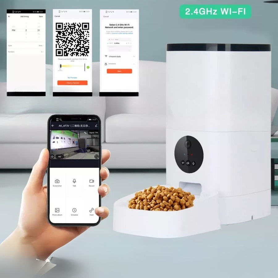 Auto Pet Feeder Automatic Video Camera Cat Dog Smart Hd Wifi App Food Dispenser