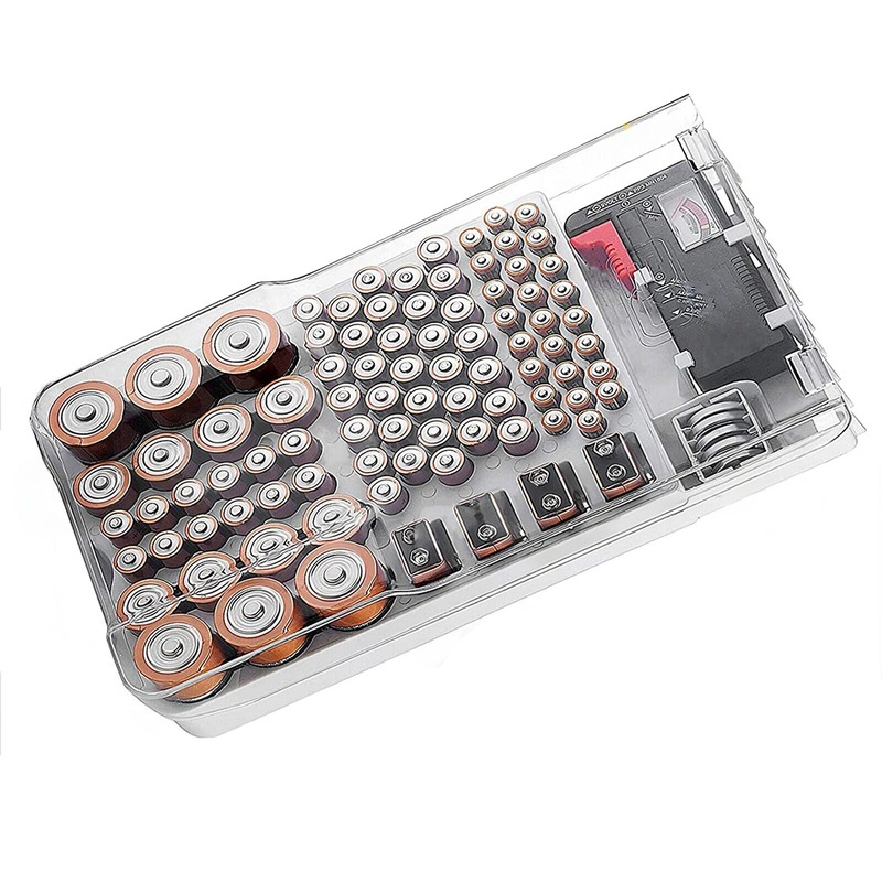 Buy Battery Storage Organiser Case Holder with Tester Battery Caddy