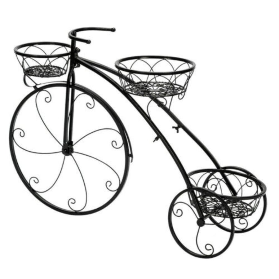 Bicycle Plant Stand Wrought Iron Tricycle Planter Home Garden Patio Decor - 3 Tiers
