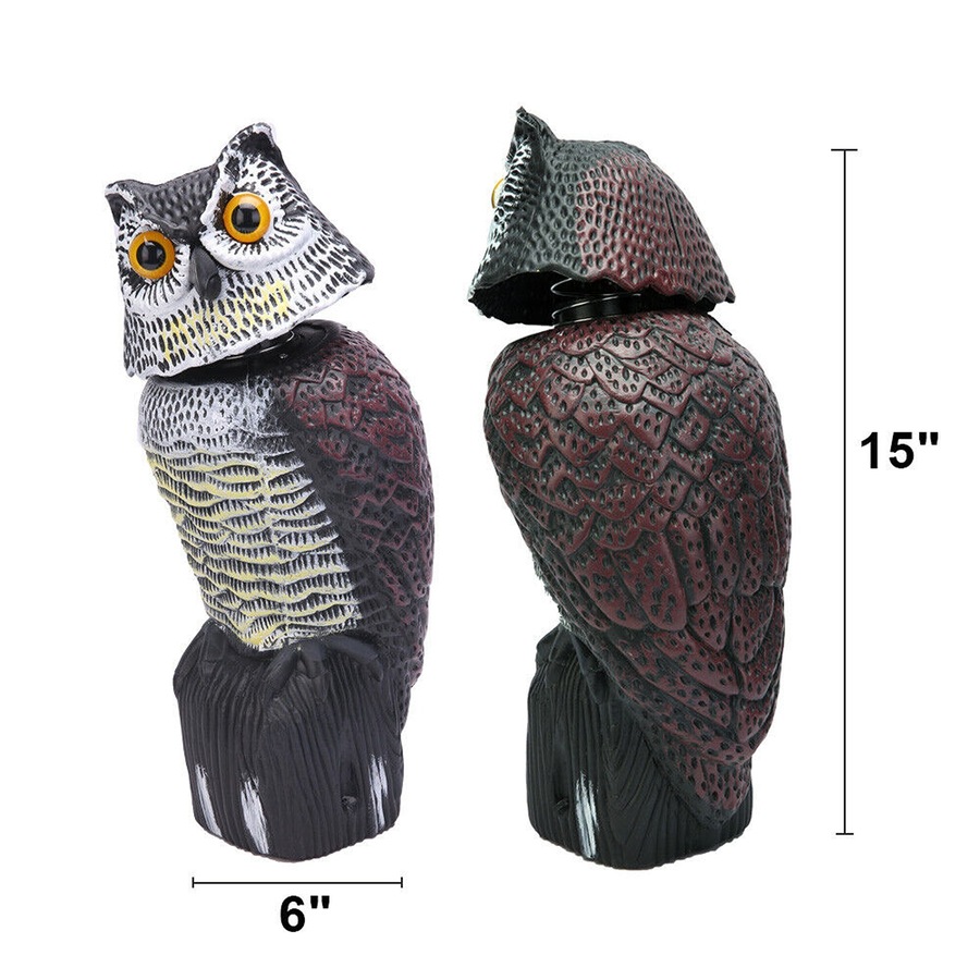 Bird Deterrent Realistic Owl Decoy Pigeon Crows Scarer Scarecrow Repeller Patio