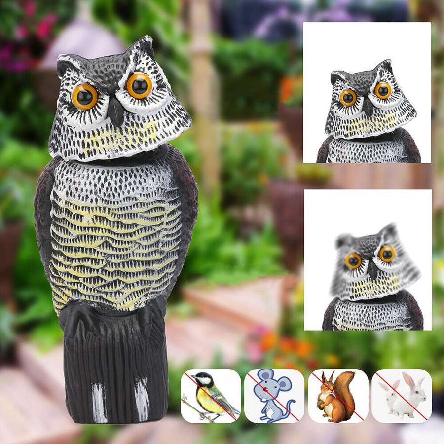 Bird Deterrent Realistic Owl Decoy Pigeon Crows Scarer Scarecrow Repeller Patio