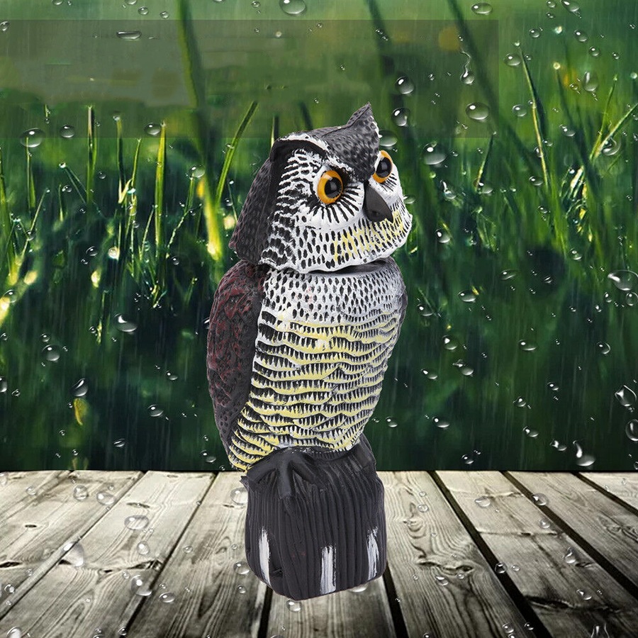 Bird Deterrent Realistic Owl Decoy Pigeon Crows Scarer Scarecrow Repeller Patio