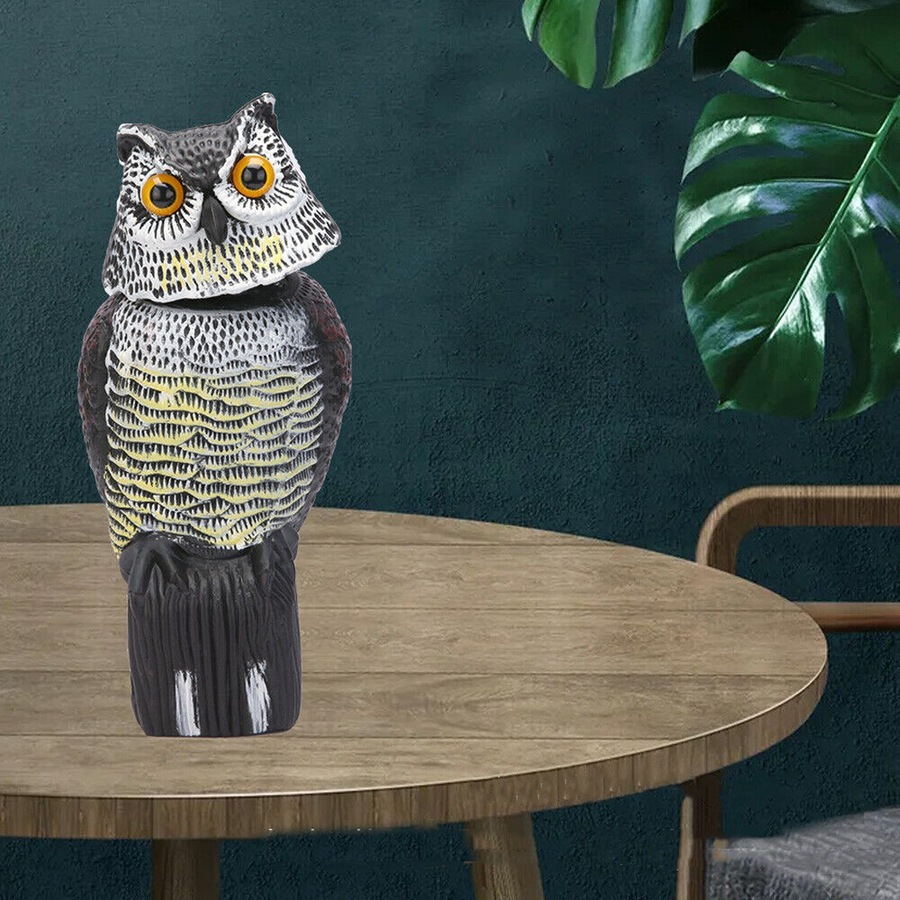 Bird Deterrent Realistic Owl Decoy Pigeon Crows Scarer Scarecrow Repeller Patio