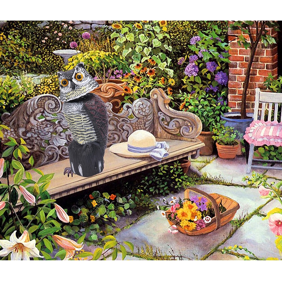 Bird Deterrent Realistic Owl Decoy Pigeon Crows Scarer Scarecrow Repeller Patio