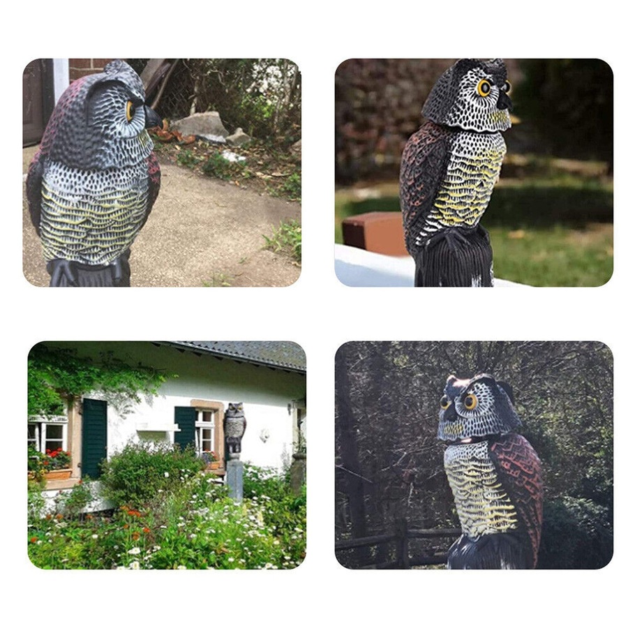 Bird Deterrent Realistic Owl Decoy Pigeon Crows Scarer Scarecrow Repeller Patio