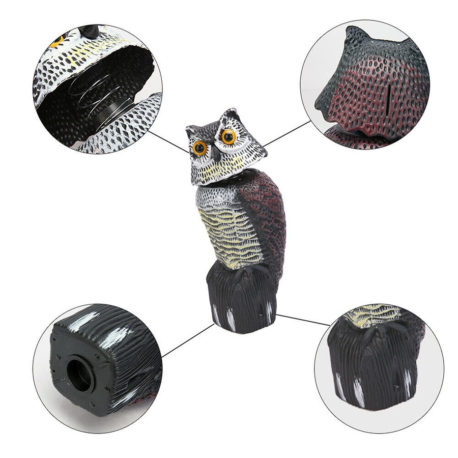 Bird Deterrent Realistic Owl Decoy Pigeon Crows Scarer Scarecrow Repeller Patio