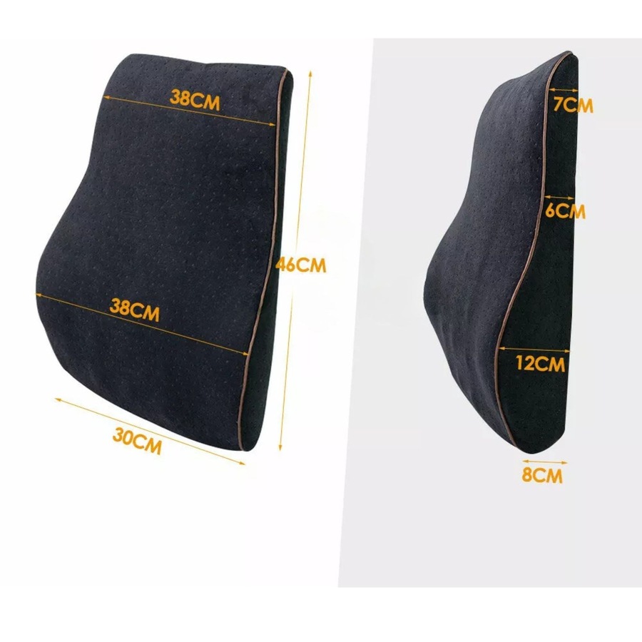 Black Memory Foam Lumbar Back Support Cushion Pillow Home Car Office Seat Chair