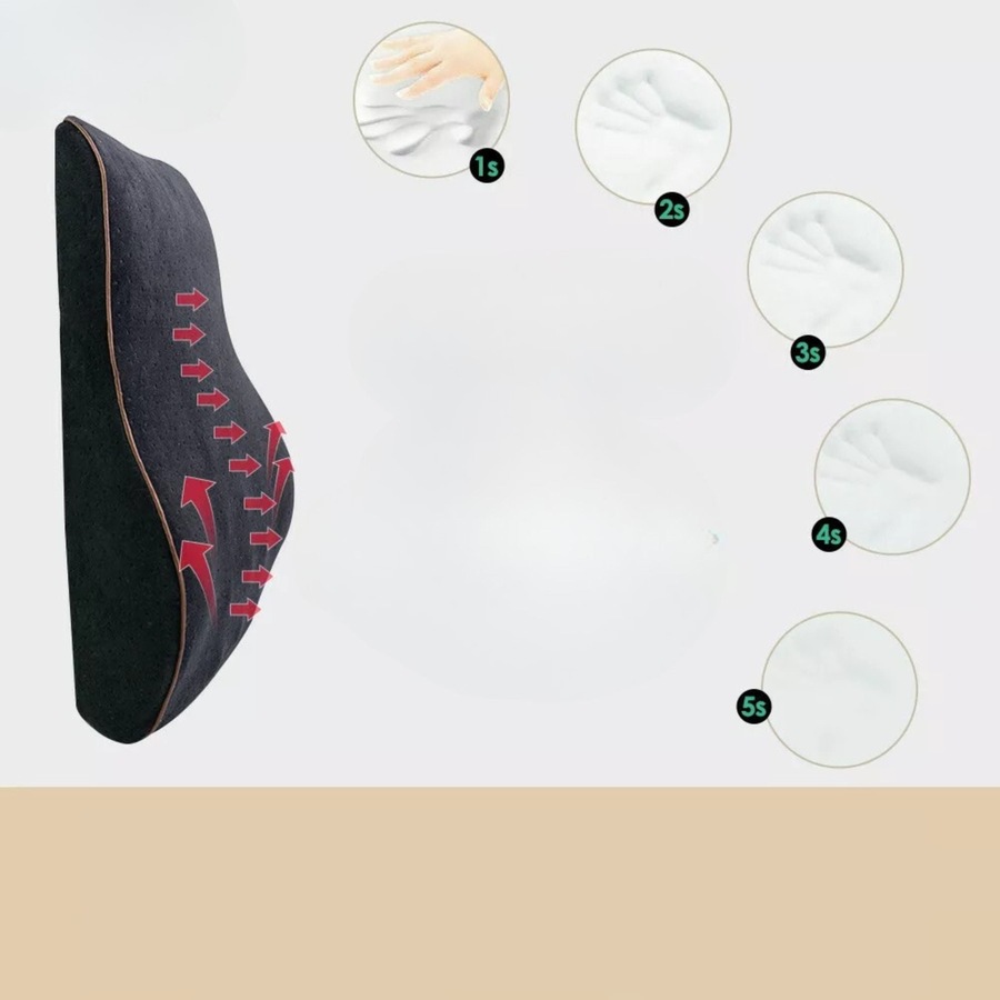 Black Memory Foam Lumbar Back Support Cushion Pillow Home Car Office Seat Chair