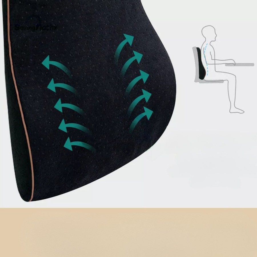 Black Memory Foam Lumbar Back Support Cushion Pillow Home Car Office Seat Chair