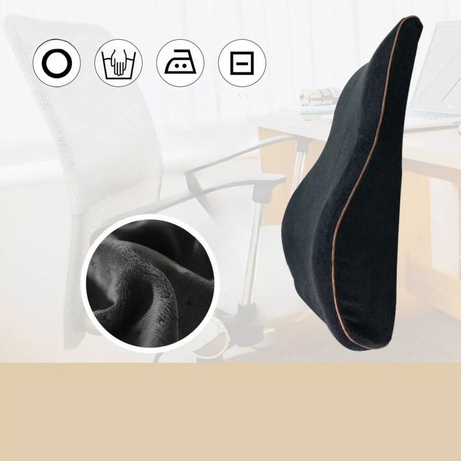 Black Memory Foam Lumbar Back Support Cushion Pillow Home Car Office Seat Chair