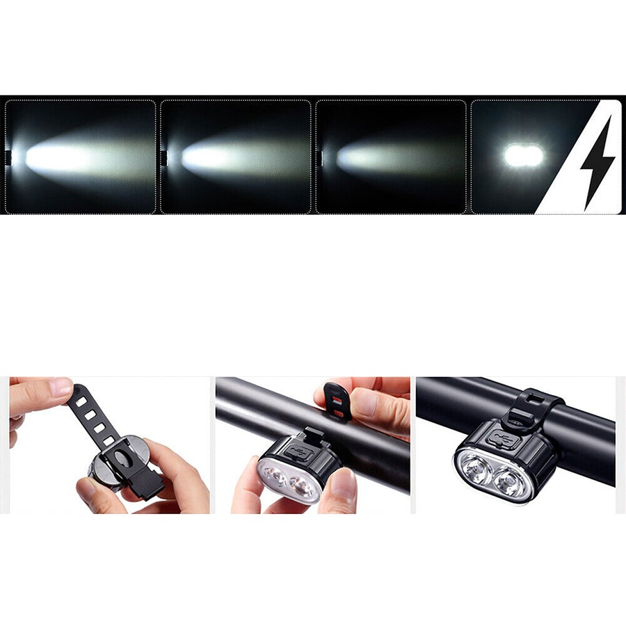Bright LED Bike Lights Set USB Rechargeable Front Rear Mountain Bicycle Light