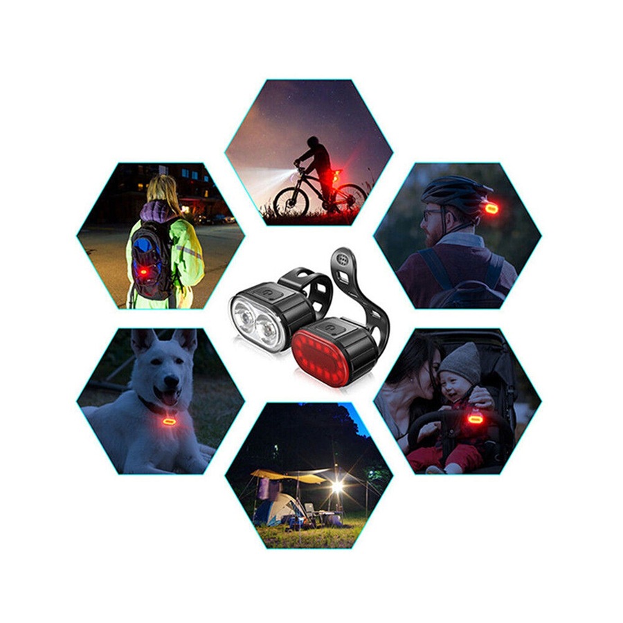 Bright LED Bike Lights Set USB Rechargeable Front Rear Mountain Bicycle Light