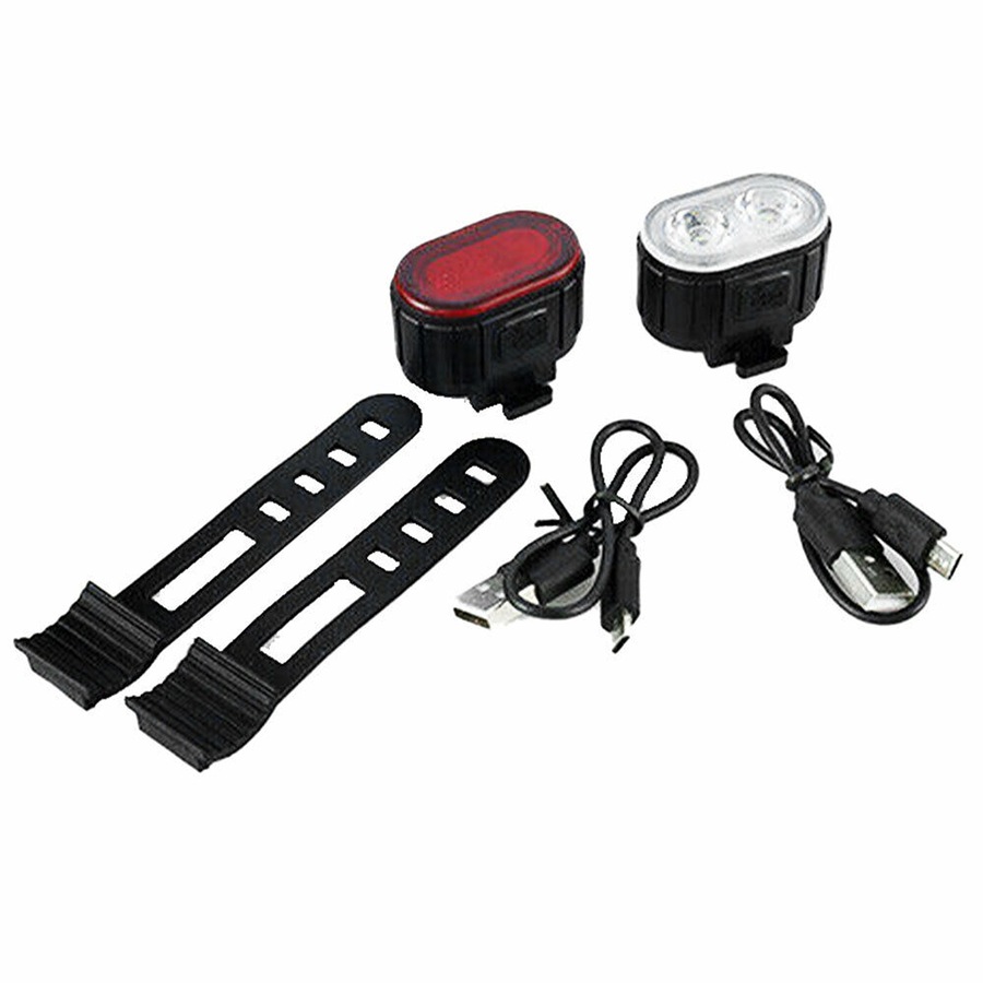 Bright LED Bike Lights Set USB Rechargeable Front Rear Mountain Bicycle Light