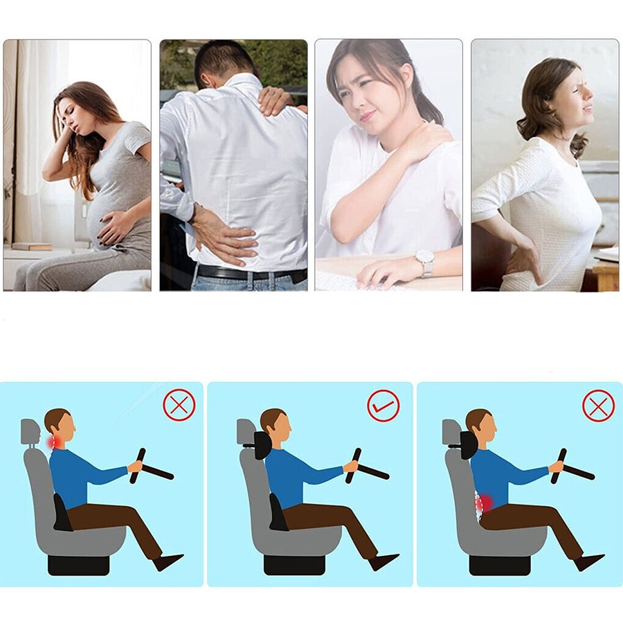 Car Seat Memory Foam Lumbar Back Pillow Support Back Cushion Neck Pillow Cushion