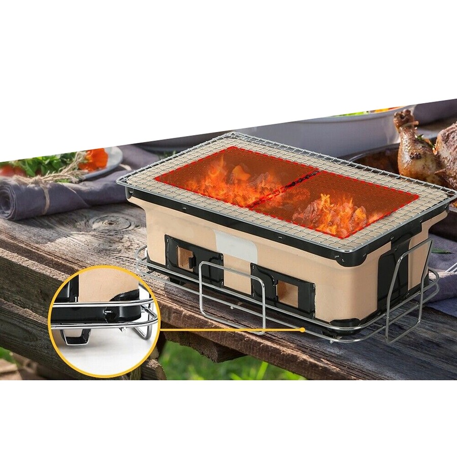 Ceramic BBQ Grill Smoker Hibachi Japanese Tabletop Charcoal Barbecue