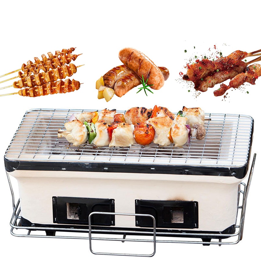 Ceramic BBQ Grill Smoker Hibachi Japanese Tabletop Charcoal Barbecue