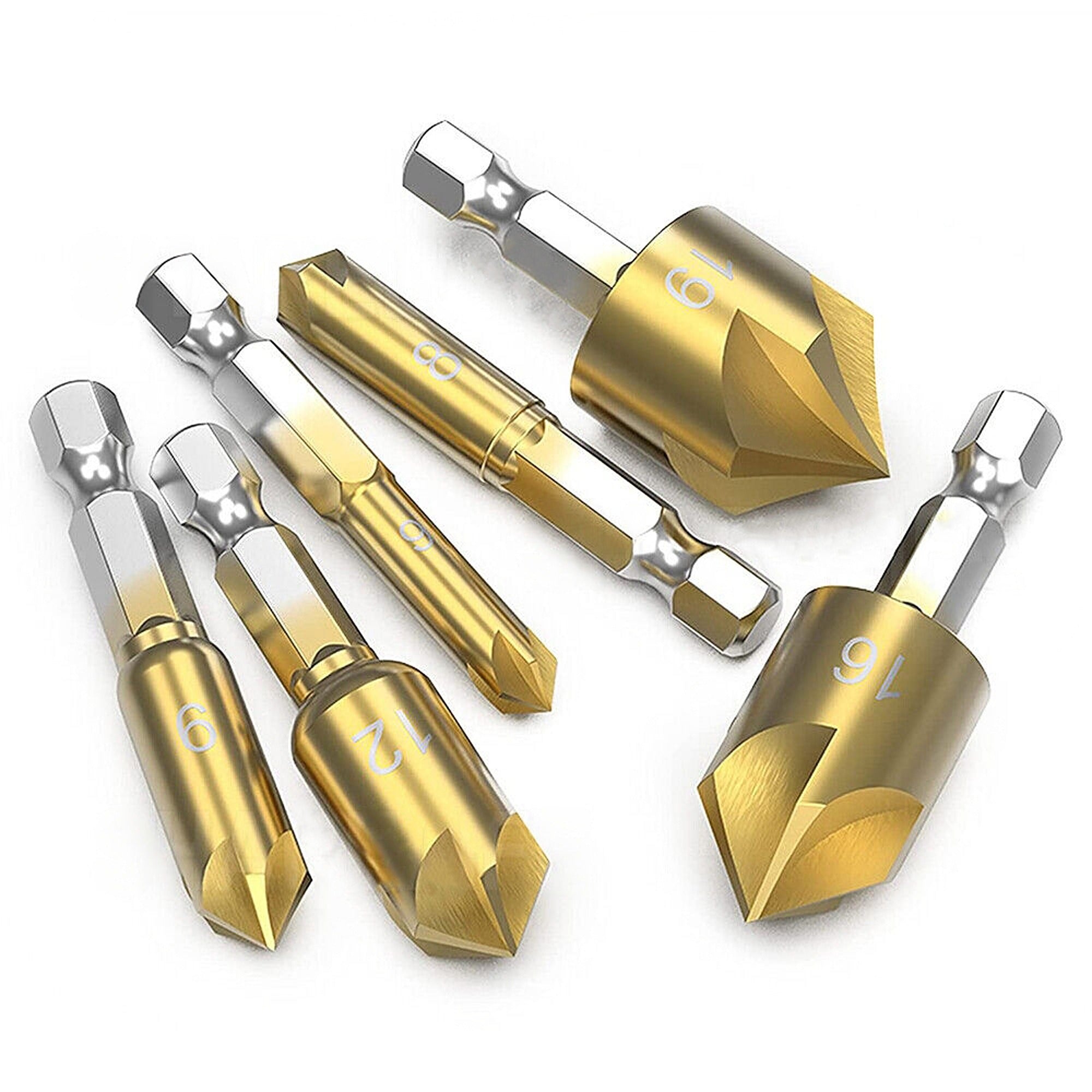 Chamfer Countersink Deburring Drill Bit Crosshole Metal Tools Ryobi Makita  6pcs