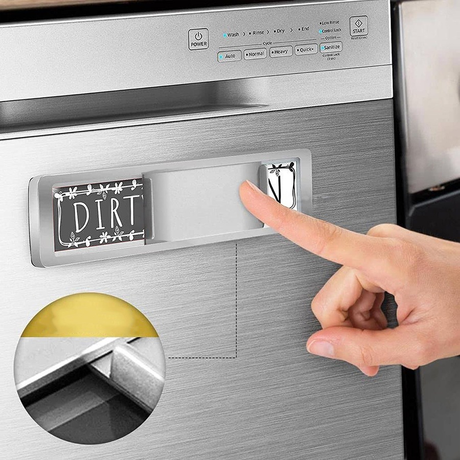 Clean Dirty Dishwasher Magnet Indicator Sign Non-Scratch Simple Sliding Kitchen