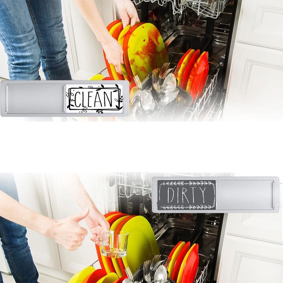 Clean Dirty Dishwasher Magnet Indicator Sign Non-Scratch Simple Sliding Kitchen