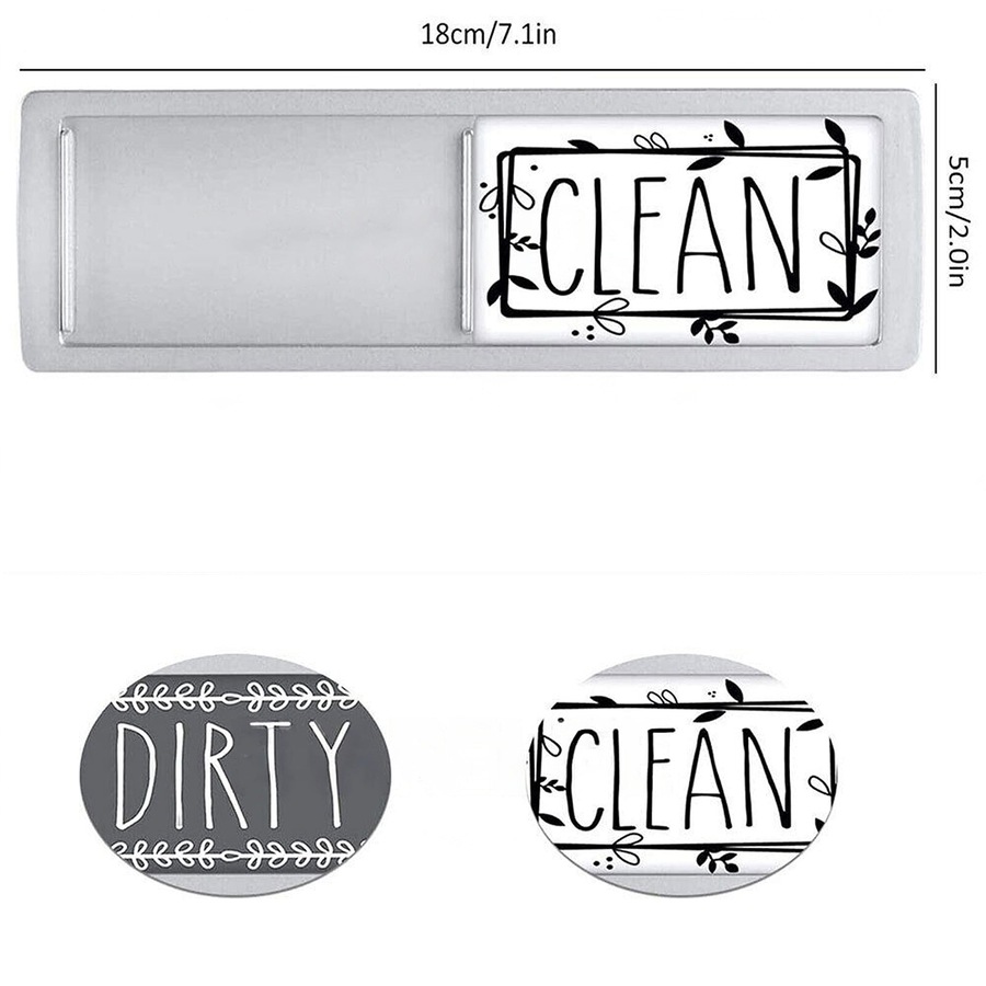 Clean Dirty Dishwasher Magnet Indicator Sign Non-Scratch Simple Sliding Kitchen