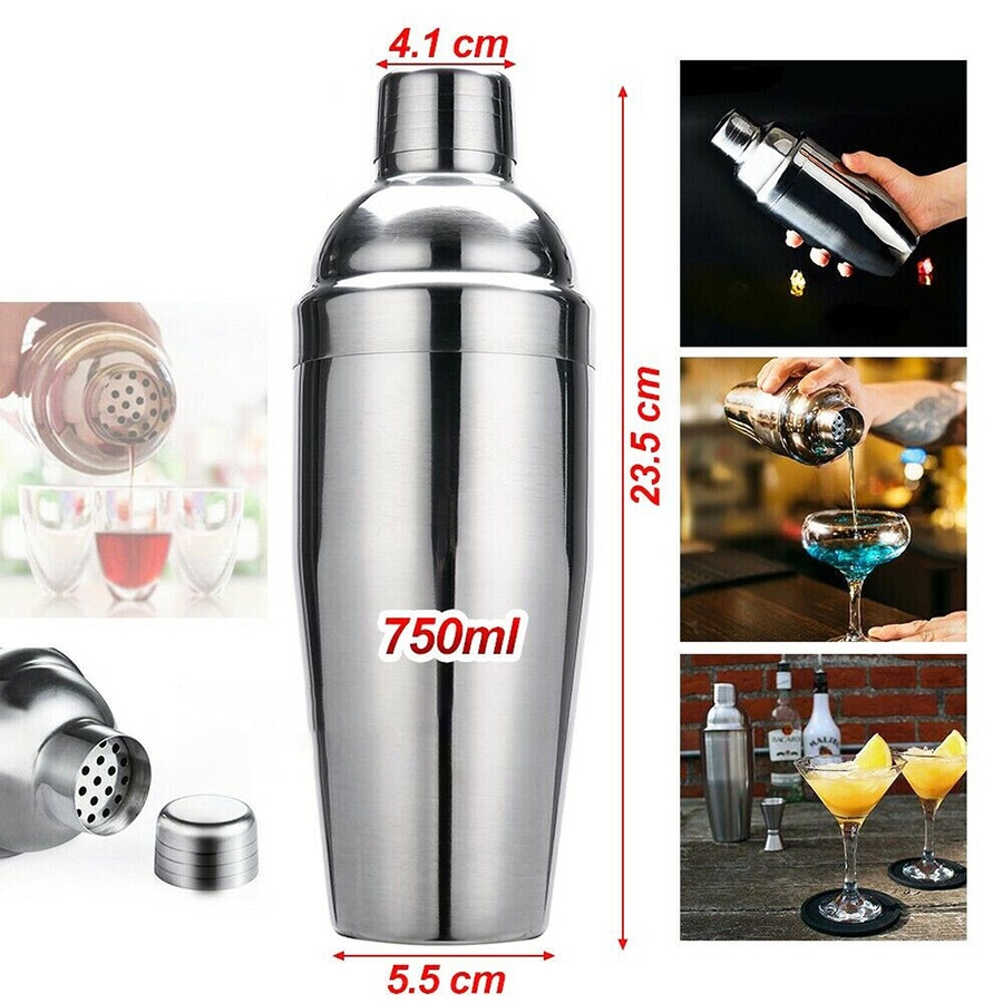 Cocktail Shaker Set Maker Mixer Martini Spirits Bar Strainer Bartender Kit - 750ML